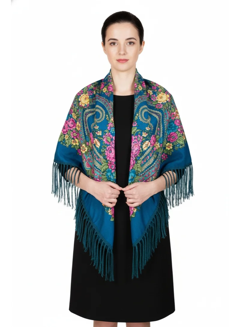 بيداني شال فولك أزرق ليلي